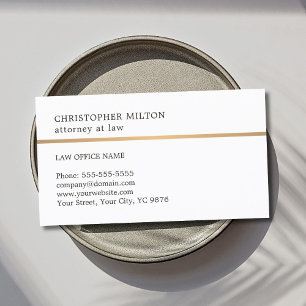Minimalist Elegant White Faux Copper Line Attorney Business Card
