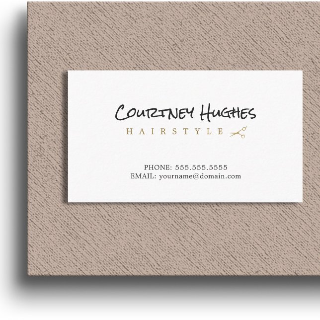 Minimalist Elegant White Faux Gold Hairdresser Business Card (Creator Uploaded)