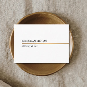 Minimalist Elegant White Faux Gold Line Attorney Business Card