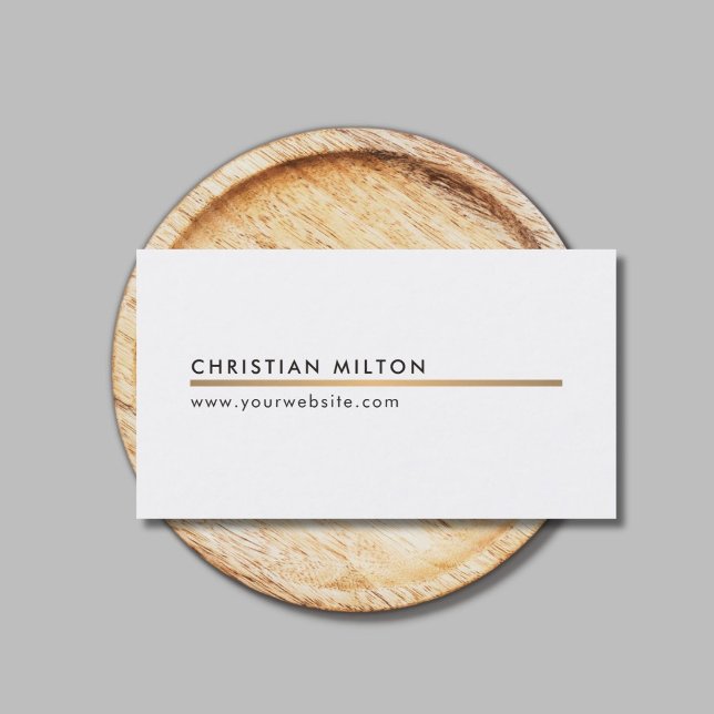 Minimalist Elegant White Faux Gold Line Consultant Business Card (Creator Uploaded)
