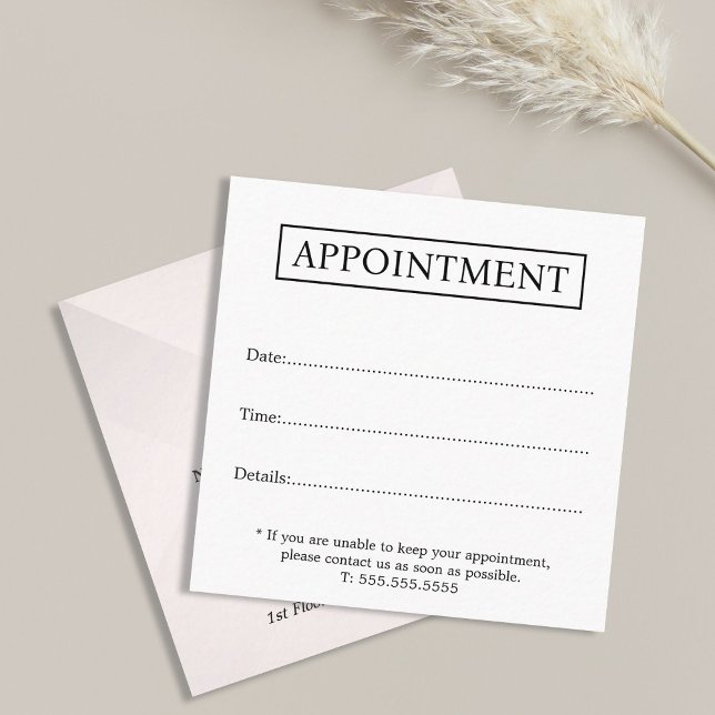 Minimalist Elegant White Geometric Beauty Salon Appointment Card (Creator Uploaded)