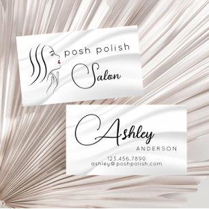 Minimalist Elegant White Professional Salon Business Card