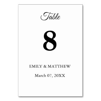 Minimalist Elegant White Wedding Table Number Card
