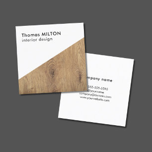 Minimalist Elegant White Wooden Interior Design Square Business Card