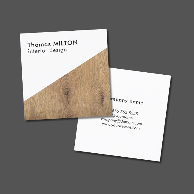 Minimalist Elegant White Wooden Interior Design Square Business Card (Creator Uploaded)
