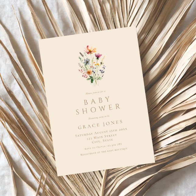 Minimalist Elegant Wildflower Baby Shower Invitation (Creator Uploaded)