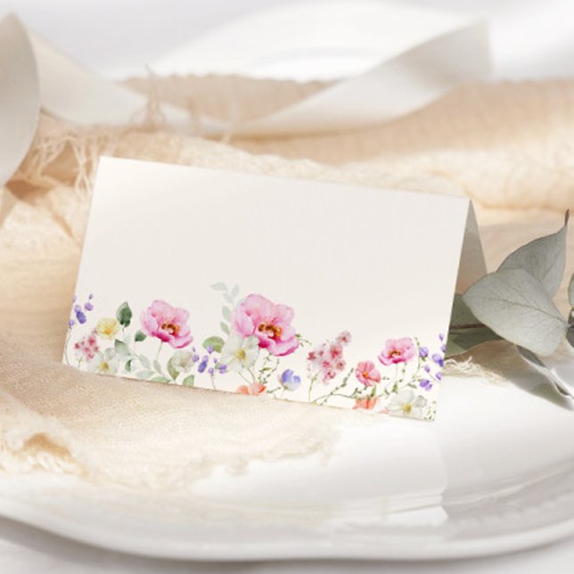 Minimalist elegant wildflowers wedding place card (Creator Uploaded)