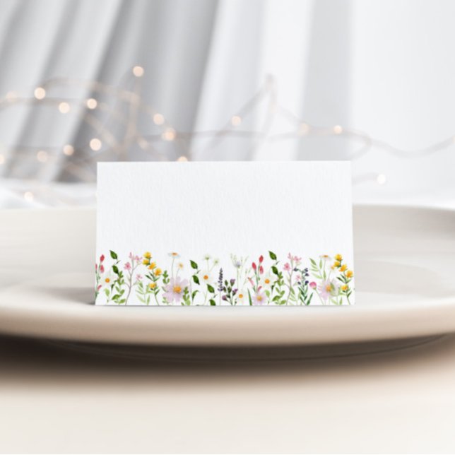 Minimalist elegant wildflowers wedding place card (Creator Uploaded)