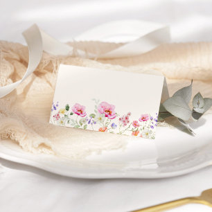 Minimalist elegant wildflowers wedding place card