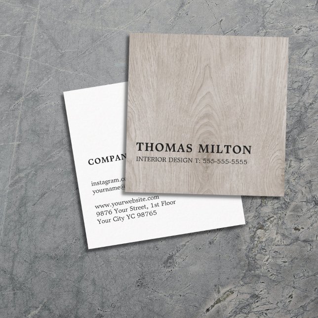 Minimalist Elegant Wooden Interior Design Square Business Card (Creator Uploaded)