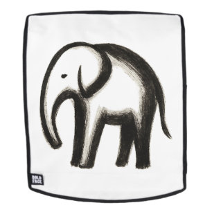 Minimalist Elephant – Bold Ink Animal Design on  Backpack