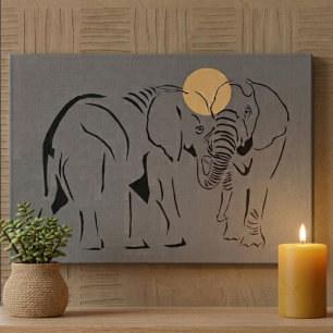 Minimalist Elephant Line Art 12x16 Canvas Print