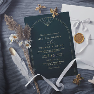 Minimalist Emerald Elegant Modern QR Code Wedding Invitation