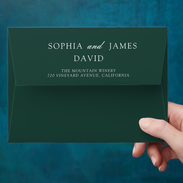 Minimalist Emerald Green Elegant Wedding Envelope (Hand)