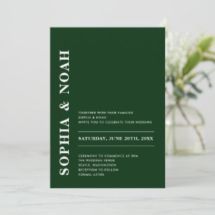 Minimalist Emerald Green Modern Spring Wedding Invitation