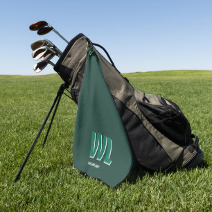 Minimalist Emerald Green Personalised Monogram Golf Towel