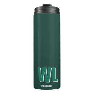 Minimalist Emerald Green Personalised Monogram  Thermal Tumbler