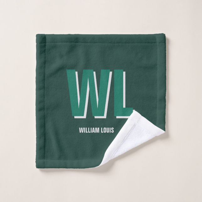 Minimalist Emerald Green Personalised Monogram  Wash Cloth (Wash Cloth)