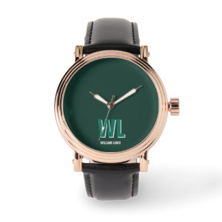 Minimalist Emerald Green Personalised Monogram  Watch