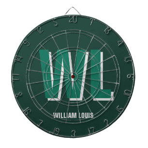 Minimalist Emerald Green Personalized Monogram  Dartboard