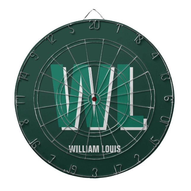 Minimalist Emerald Green Personalized Monogram  Dartboard (Front)