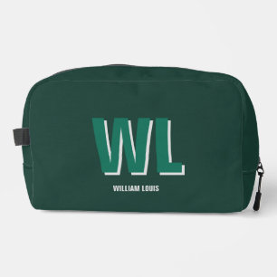 Minimalist Emerald Green Personalized Monogram  Dopp Kit