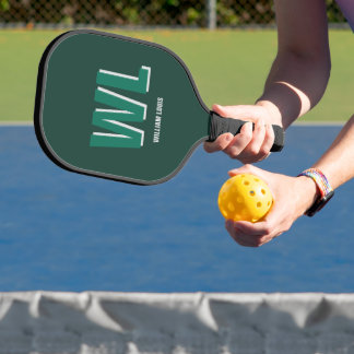 Minimalist Emerald Green Personalized Monogram  Pickleball Paddle