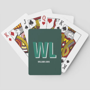 Minimalist Emerald Green Personalized Monogram  Playing Cards