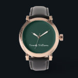 Minimalist Emerald Green Professional Simple Watch<br><div class="desc">These simple, minimalist can be personalised to include a name or any text of your choice. If you don't want any text and would prefer just a blank, then you can simply delete the text.</div>
