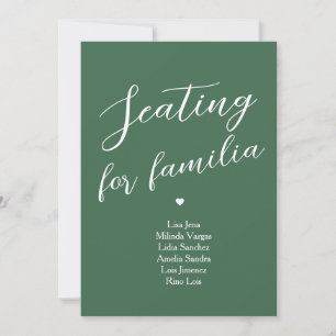 Minimalist  Emerald Green Table Seating Family Invitation