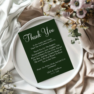  Minimalist Emerald green  wedding thank you card