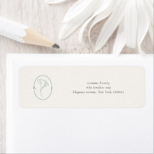 Minimalist Emerald Monogram Wedding Address Label