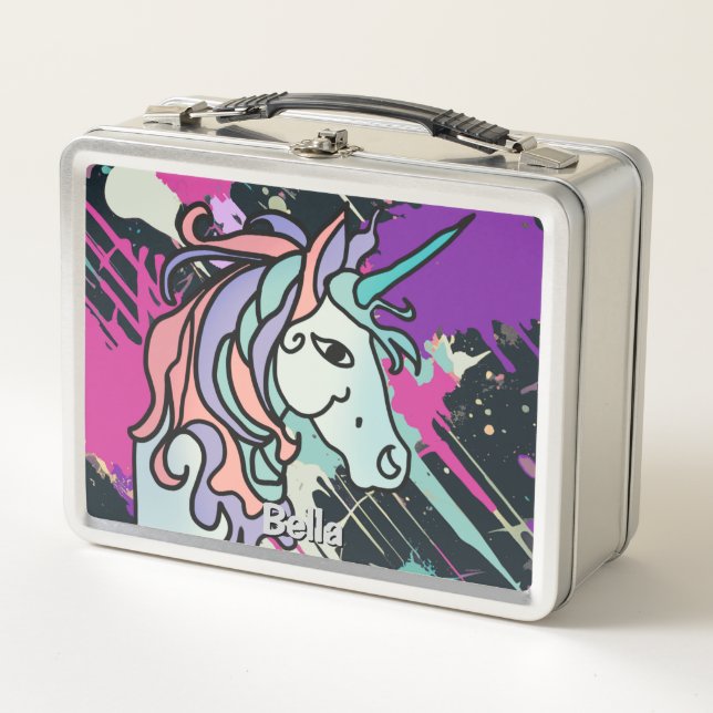 minimalist emotional and beautiful unicorn  metal lunch box (Front)