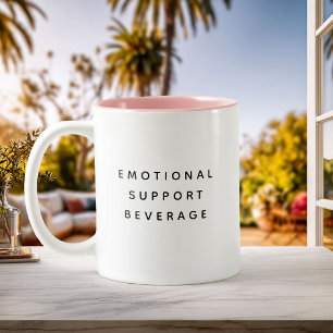 Minimalist Emotional Support Beverage Funny Modern Two-Tone Coffee Mug