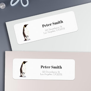 Minimalist Emperor Penguin and baby return address