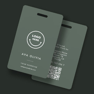 Minimalist Employee ID Card Business Logo QR ID Badge