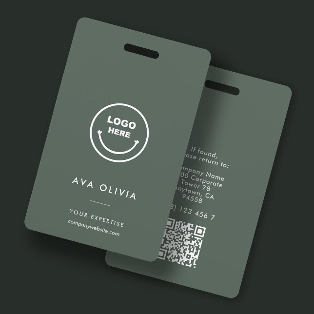 Minimalist Employee ID Card Business Logo QR ID Badge (Creator Uploaded)