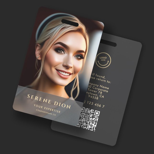 Minimalist Employee Name ID Card Full Photo QR Badge (Creator Uploaded)