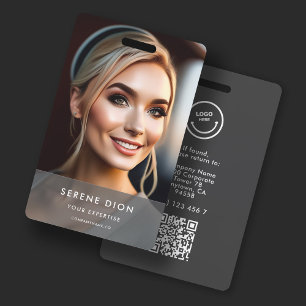 Minimalist Employee Name ID Card Full Photo QR Badge