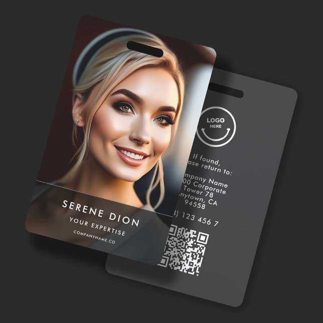 Minimalist Employee Name ID Card Full Photo QR ID Badge (Creator Uploaded)