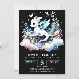 Minimalist Enchanted Dragon Birthday Invitation