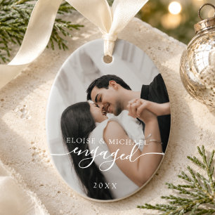 Minimalist Engaged Photo Christmas Ceramic Tree Decoration