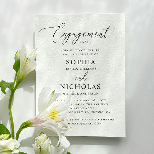 Minimalist Engagement Party. Clean Script Wedding Invitation