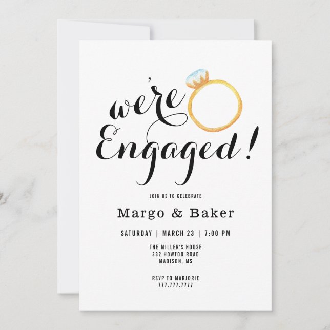Minimalist Engagement Party Invitation (Front)