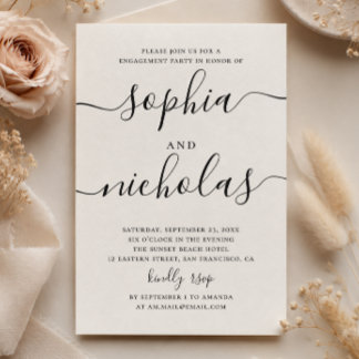 Minimalist Engagement Party | Modern Clean Script Invitation
