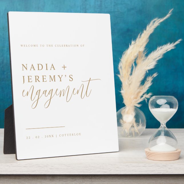 Minimalist Engagement Party Tabletop Welcome Sign  Plaque (Side)