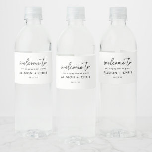 Minimalist Engagement Party Welcome  Water Bottle Label