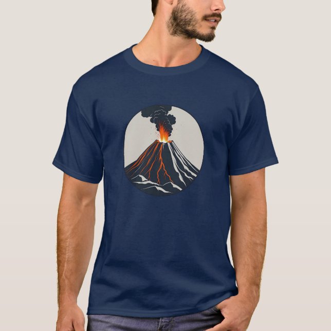Minimalist Erupting Volcano Circle Design T-Shirt (Front)