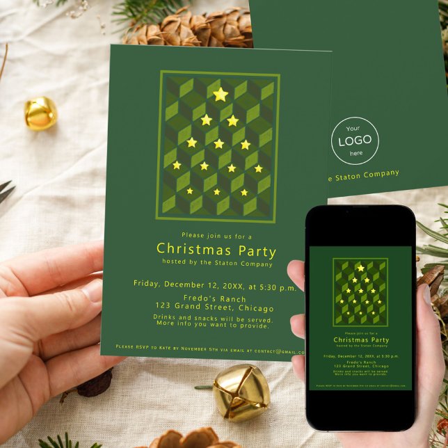 Minimalist Escher-Inspired Green Christmas party Invitation (Creator Uploaded)