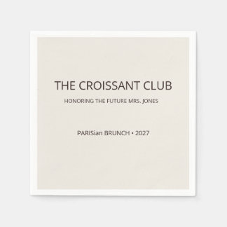 Minimalist Espresso Brown Croissant Club Brunch Napkin